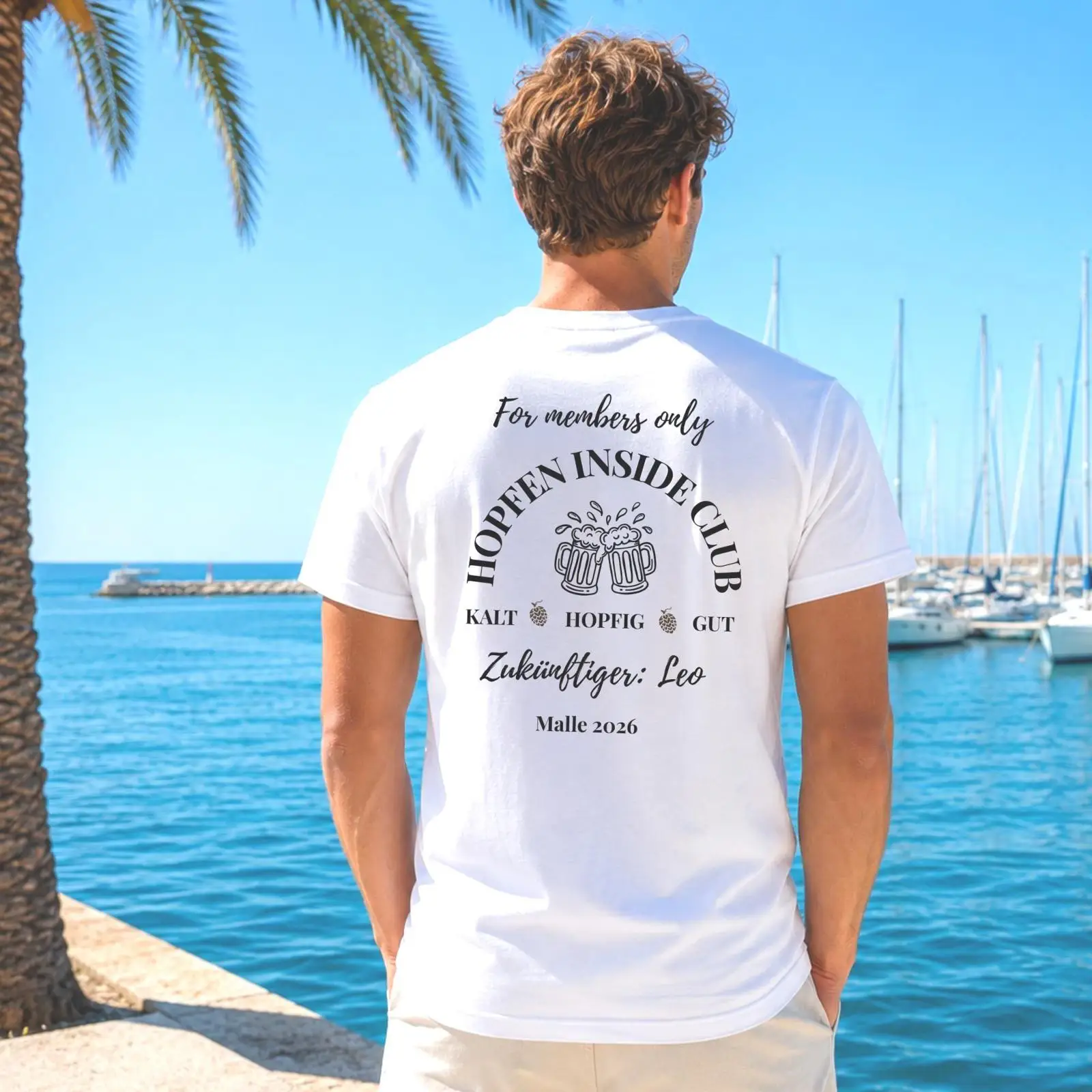 Men'S Grooming Club - Personalisiertes Club-T-Shirt mit Hopfen-Motiv für Junggesellenabschied,
