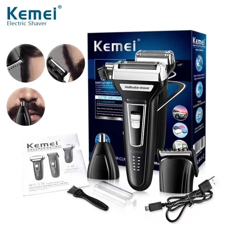 Men'S Grooming Boxes - Kemei Multifunktionales wasserdichtes 3-in-1-Pflegeset, Schneidkopf, USB,