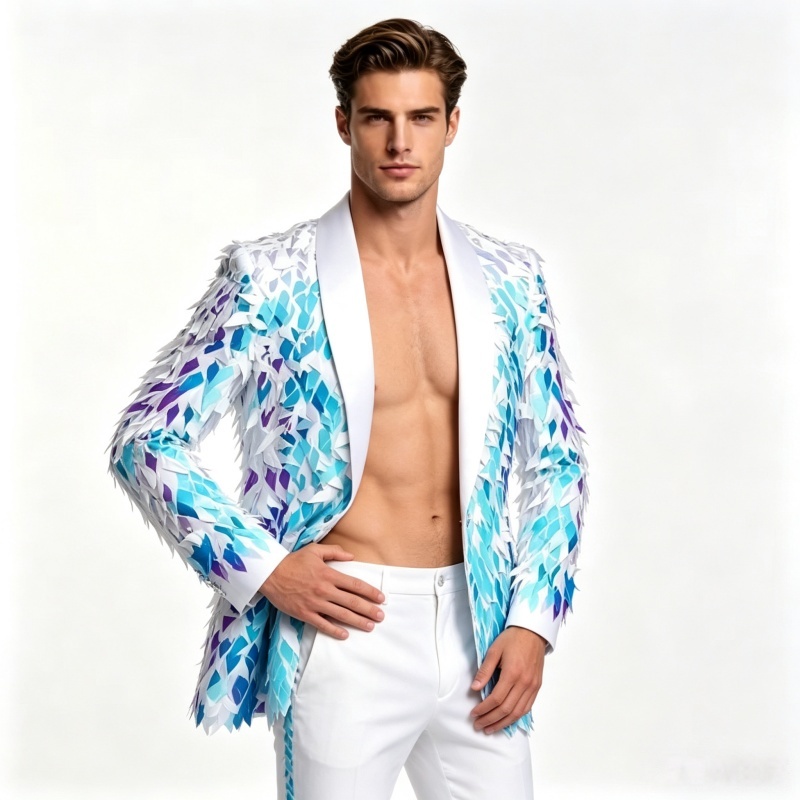 Men'S Grooming Club - Herren Glänzender Pailletten-Blazer Kreativer Party-Smoking für