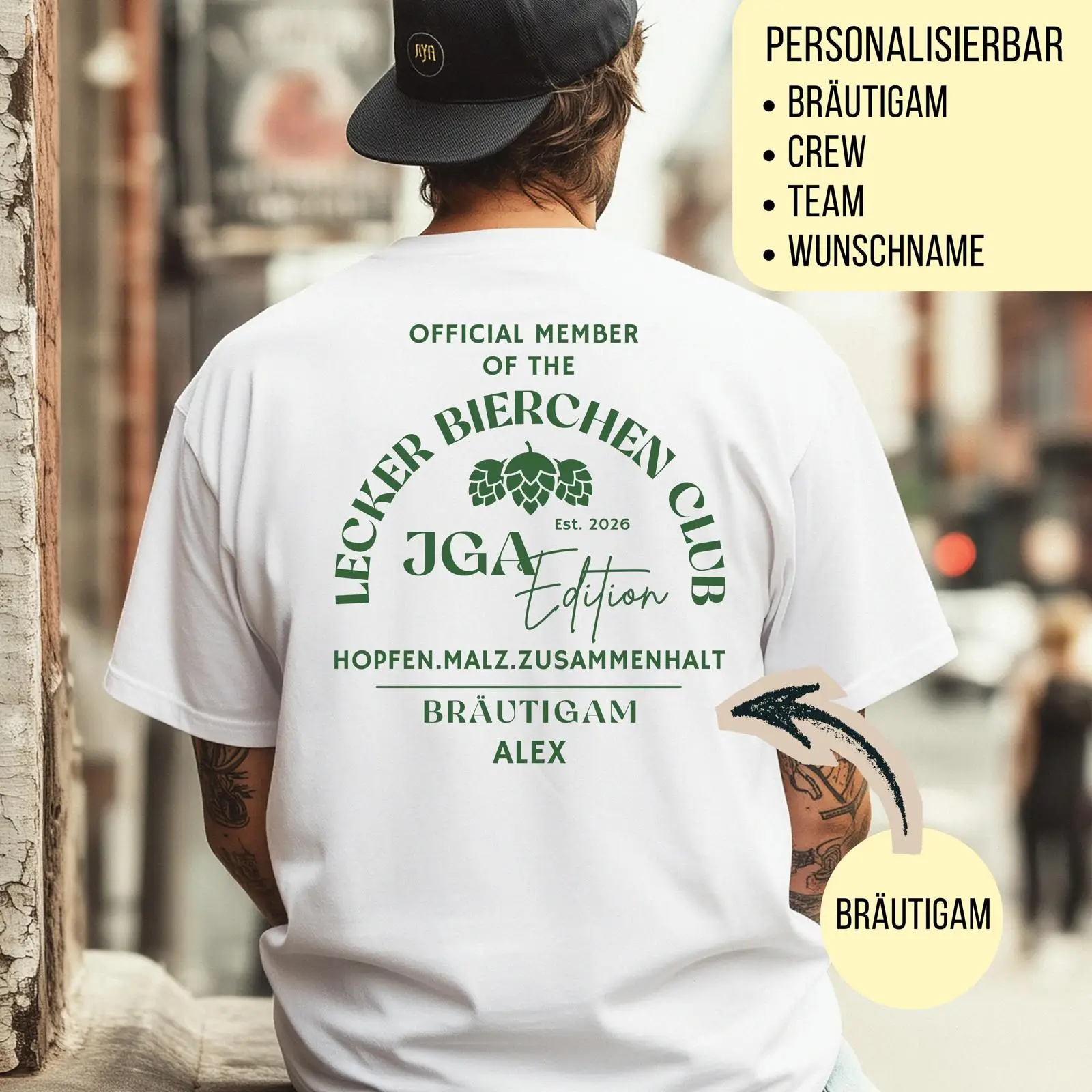 Men'S Grooming Club - Personalisiertes Herren-T-Shirt für Junggesellenabschiede mit individuellem
